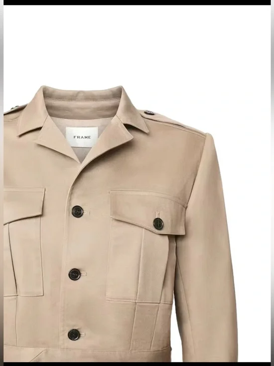 Frame Denim Cropped Utility Jacket - Tan - Picture 2 of 6